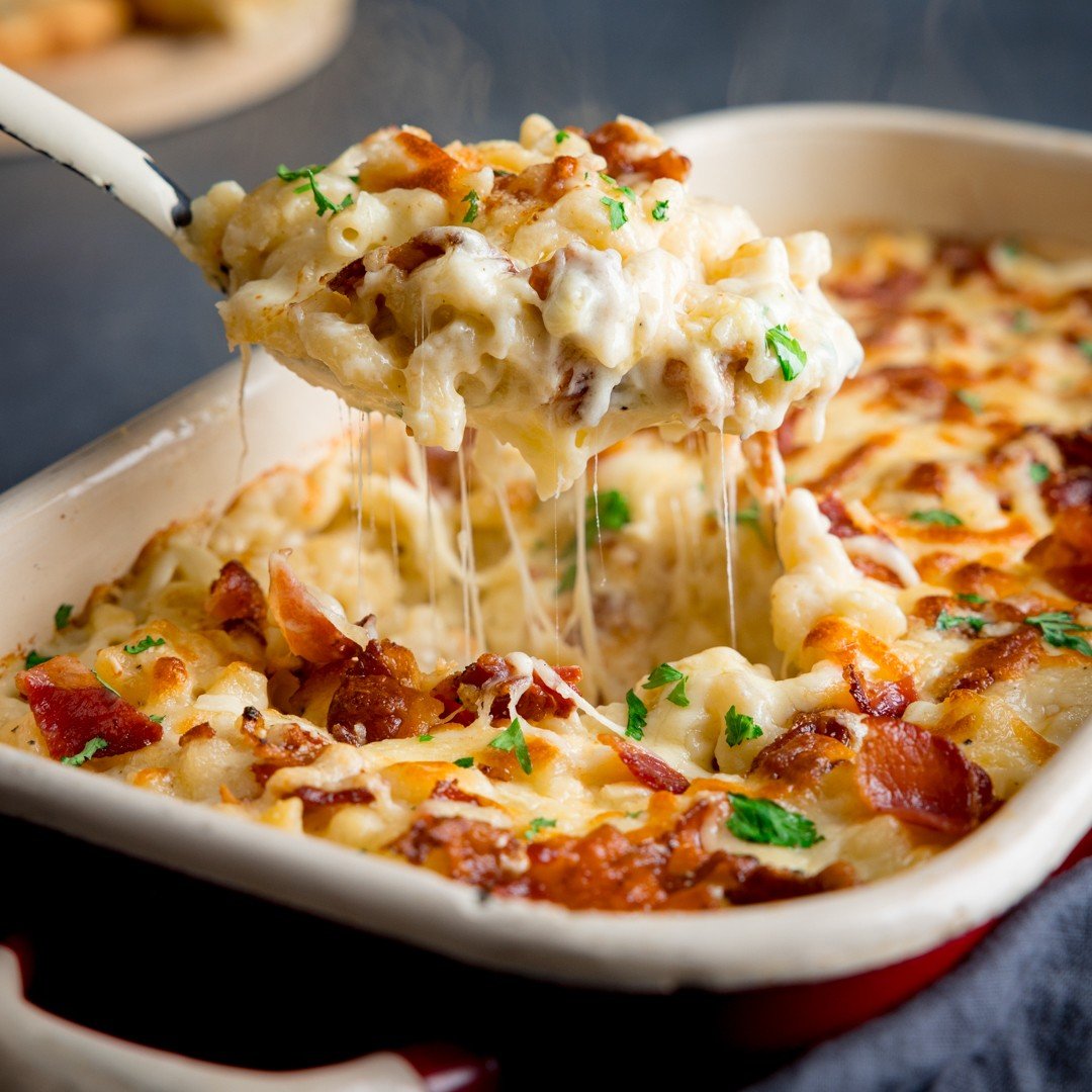 🍝 Cheesy Bacon Pasta Bake Recipe 🧀🥓